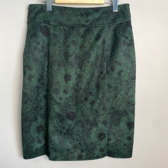 ICONIC Women's 14 Abstract Green Floral Faux Suede Skirt 1/4 Zip Festival Whimsy - Picture 6 of 15